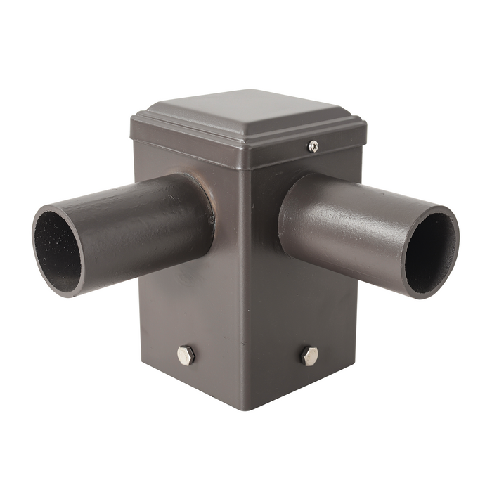 4in Square Pole Tenon Adapter 2 Horizontal 2-3/8in O.D. Tenon 90°