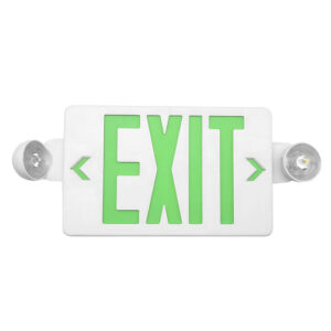 Green Combo LED Emergency Exit Sign-Battery Backup-Adjustable Light Heads