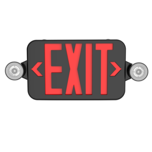 Black Combo Exit Sign Light With Two Adjustable Heads