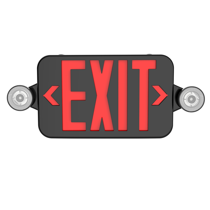 Black Combo Exit Sign Light With Two Adjustable Heads