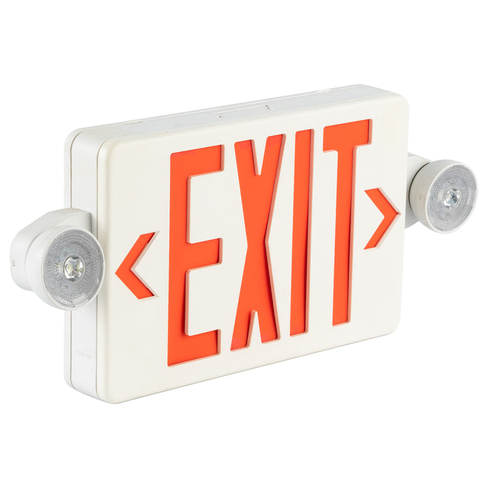 Red Combo LED Emergency Exit Sign-Battery Backup-Adjustable Light Heads