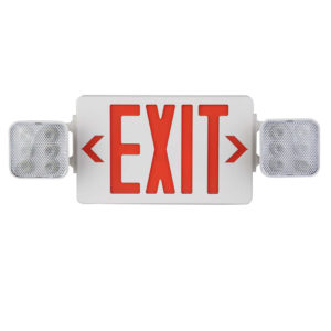 Red Combo LED Emergency Exit Sign-Adjustable Light Heads