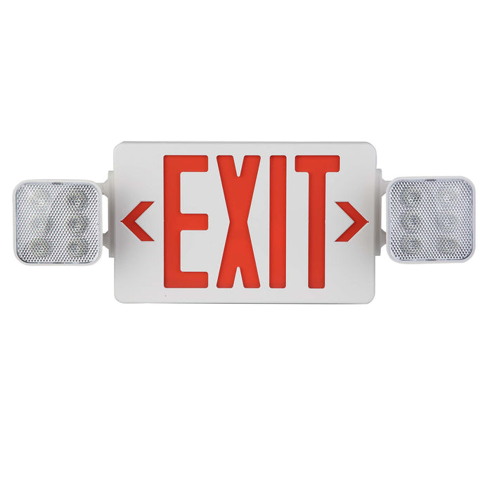 Red Combo LED Emergency Exit Sign-Adjustable Light Heads